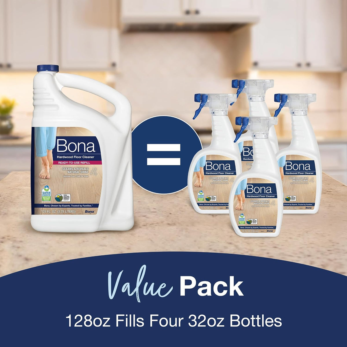 Bona Hardwood Floor Cleaner Refill - 128 Fl Oz - Unscented