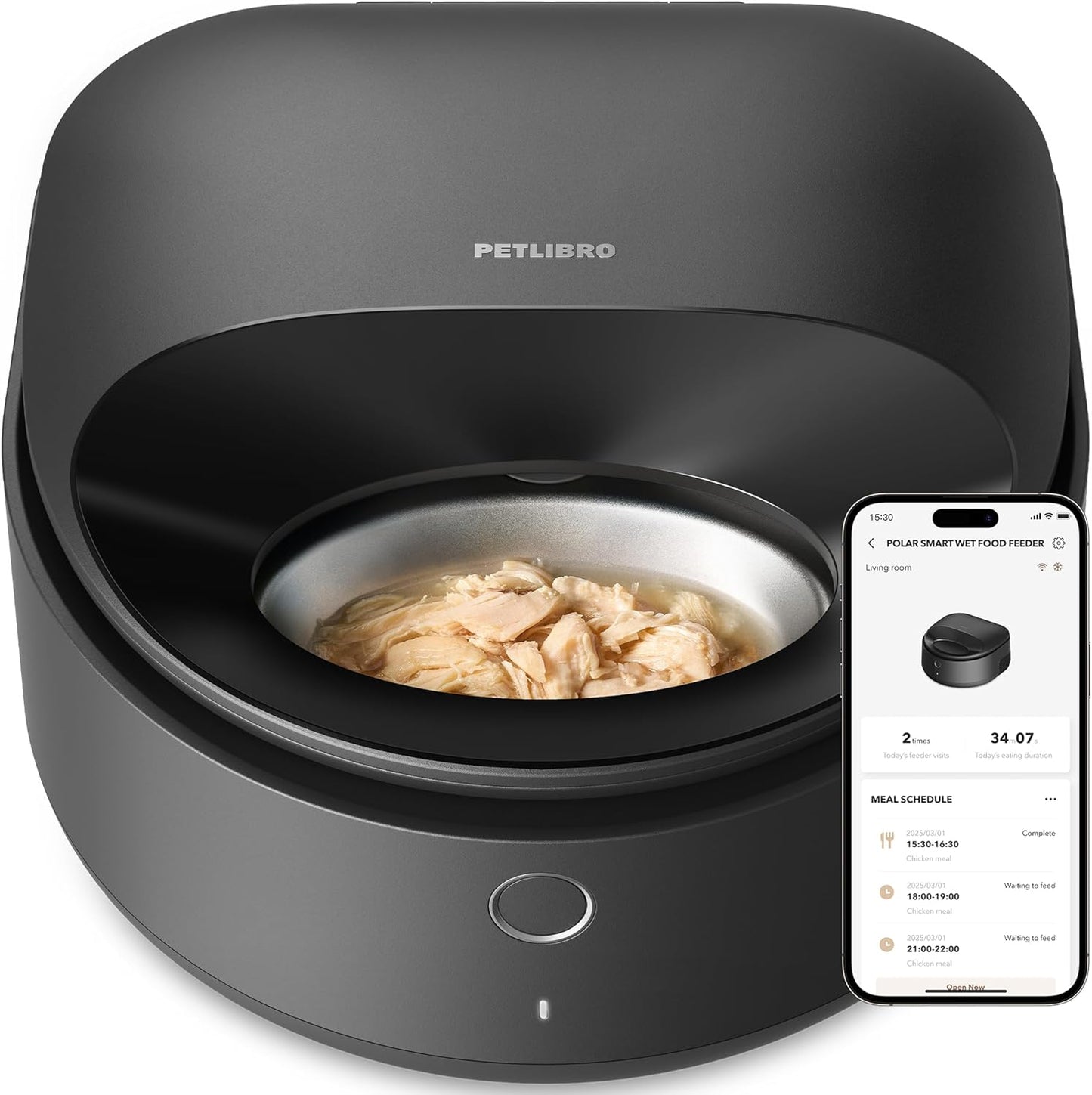 PETLIBRO Automatic Cat Feeder for Wet Food, Refrigerated Cat Feeder with Stainless Steel Bowl and Semiconductor Cooling, App Controlled Pet Food Dispenser Holds 3 Fresh Meals, Easy to Clean