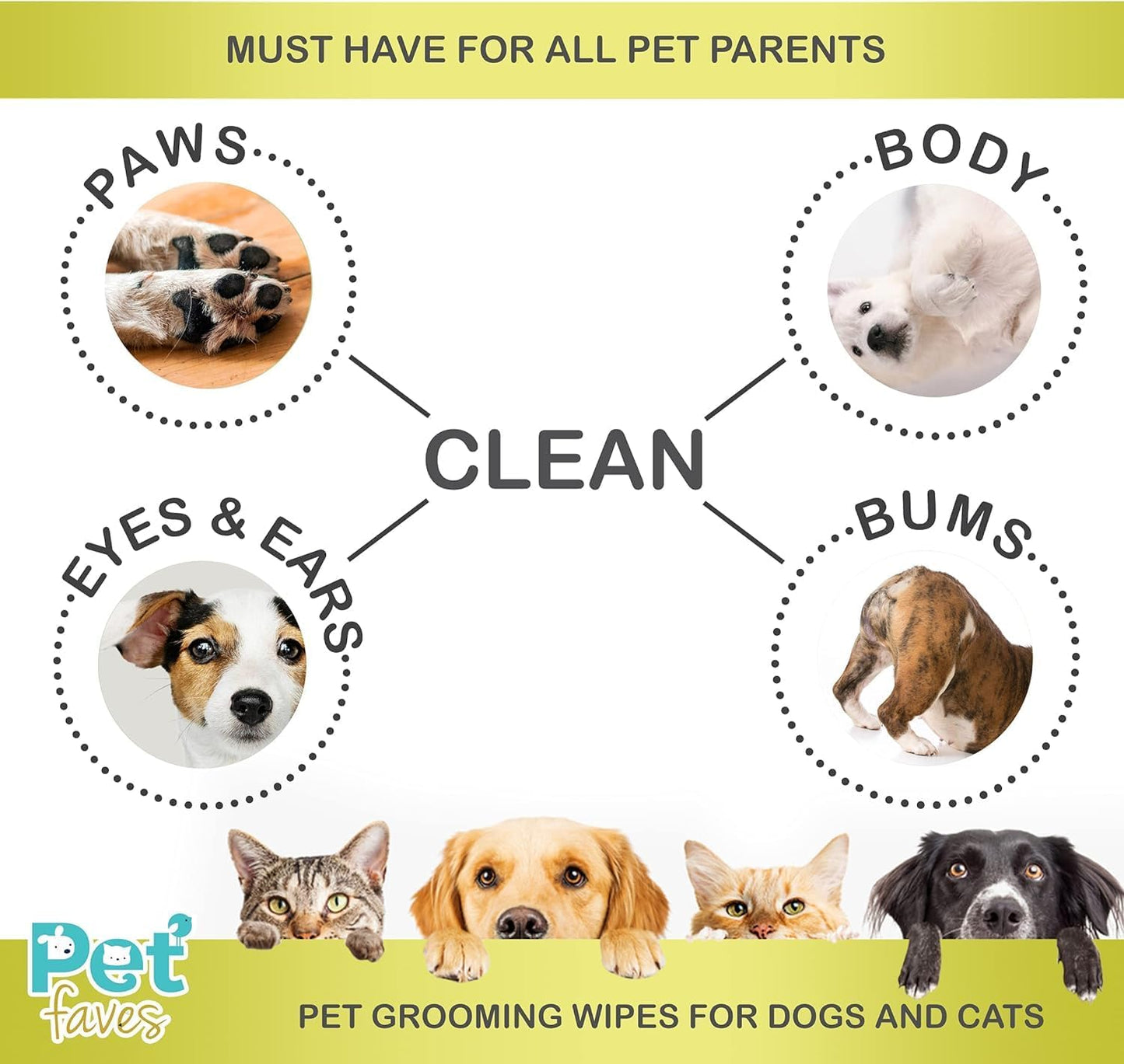 Pet Faves Dog Wipes for Cleaning and Deodorizing | Hypoallergenic Grooming Wipes for Paws and Butt, Clean Face & Body between Baths, Plant Based Natural Pet Wipes for Dogs and Puppy (400 Count)