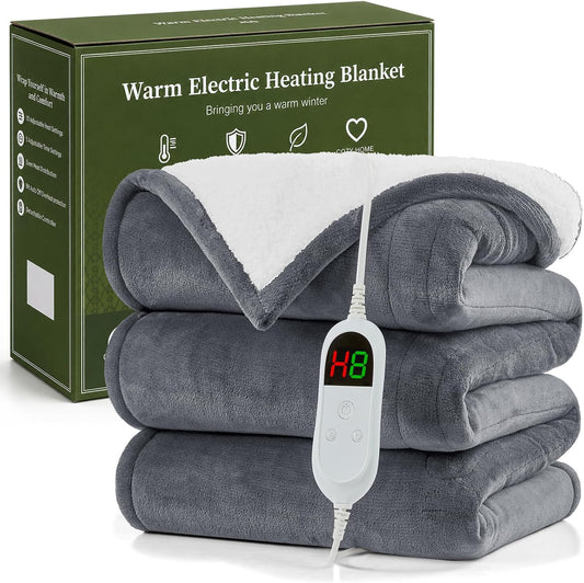 Heated Blanket Electric Throw 50"X60",Fast Heating Soft Blanket,Smoke Gray