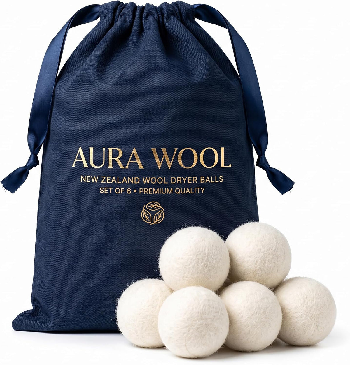 Wool Dryer Balls 6 Pack- Reusable Laundry Balls for Pet Hair & Family Loads