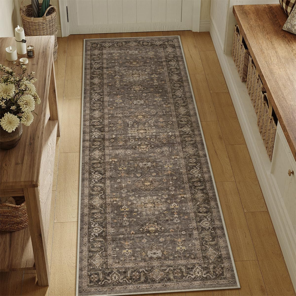 2X6 Dark Brown Vintage Runner Rug