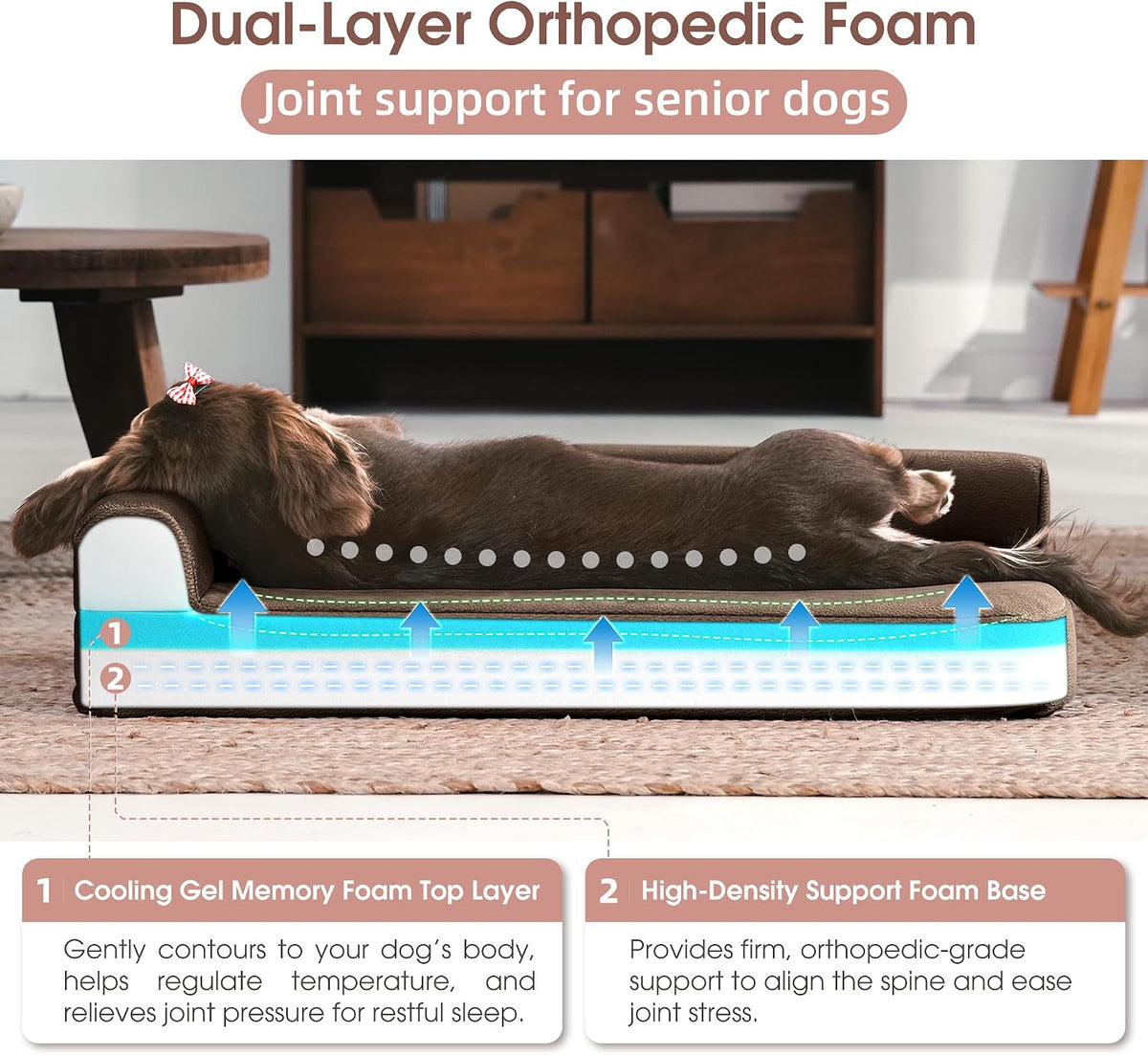 Cooling Gel Memory Foam Orthopedic Dog Bed for Small Dogs with Arthritis