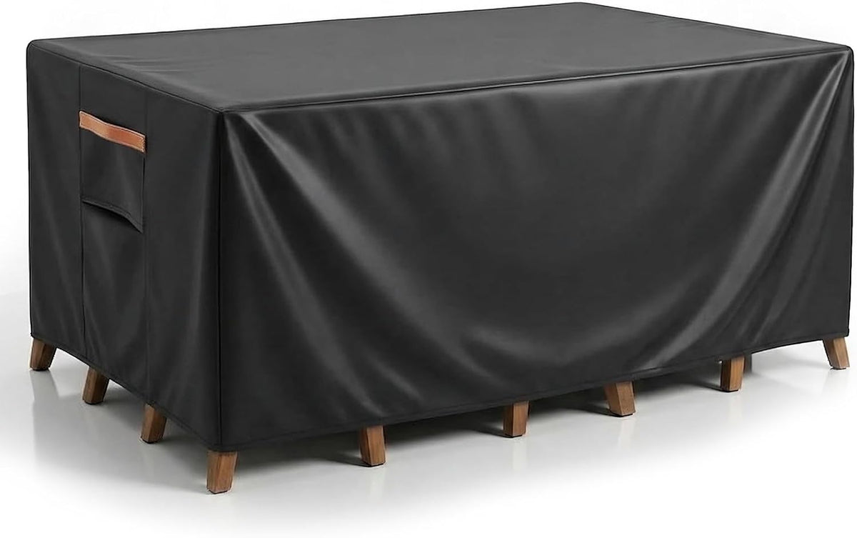 Outdoor Patio Furniture Cover Rectangular, Heavy Duty 600D Waterproof Cover for Table & Chair Set, Windproof, UV Resistant, All-Season Protection for Backyard,Deck & Garden,64" L X 52" W X 28" H,Black