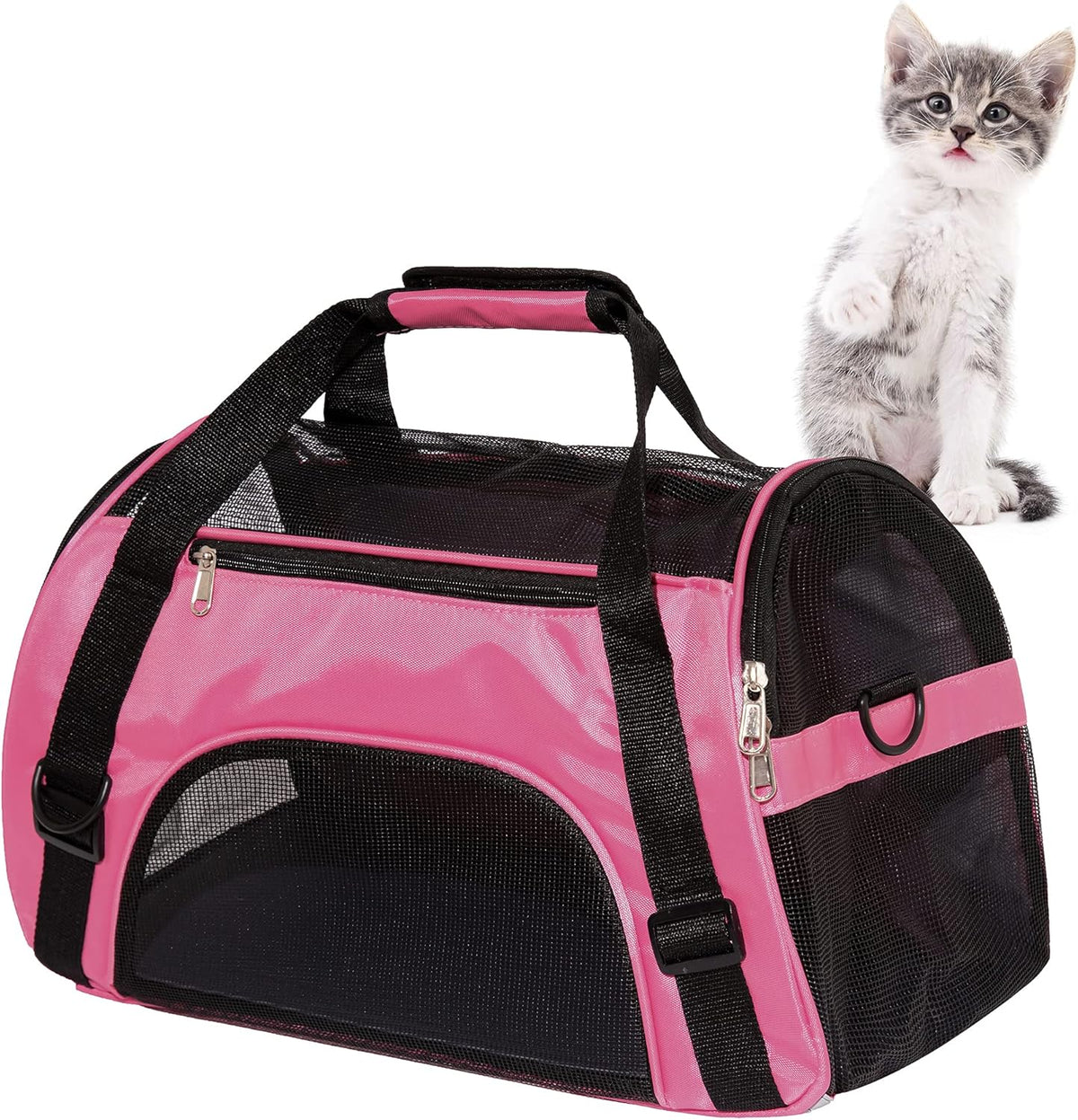 Muchl Cat Carrier for Cats Soft-Sided Travel Pat Carrier for Cat with Wooden Padding Board Airline Approved Lightweight Comfortable Cat Bag for Puppy Small Pets (Small, Pink)