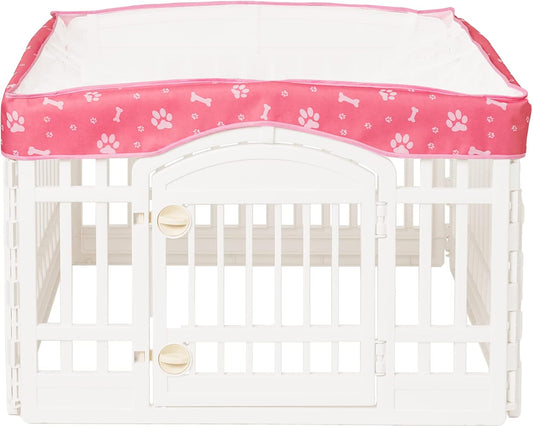 Dog Playpen Mesh Top Cover for 36" Inch Pet Playpen with 4 Panels,[ Note: Playpen Not Included] Dog Crate Cover Pet Tent Puppy Play Pen Cover, Ideal for Indoor/Outdoor Use. (Pink)