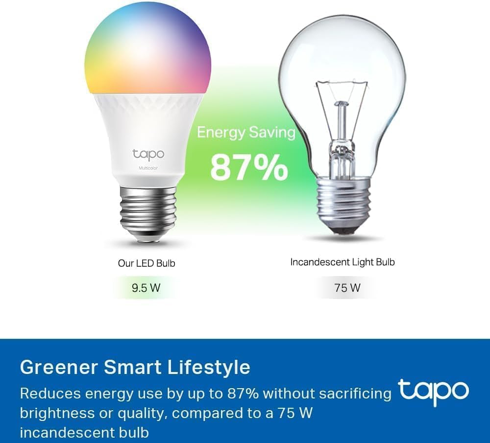 Tapo Multicolor Dimmable Smart Light Bulbs, L535E(2-Pack), A19 E26, 1100LM