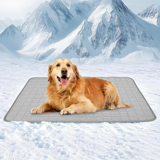 Cooling Mat for Dogs, Q-Max>0.5 Breathable Cooling Pad for Dog, 43"X 32" Pet Cooling Bed with Non-Slip Bottom, Portable Washable Cooling Blanket for Indoor & Outdoor,Gray