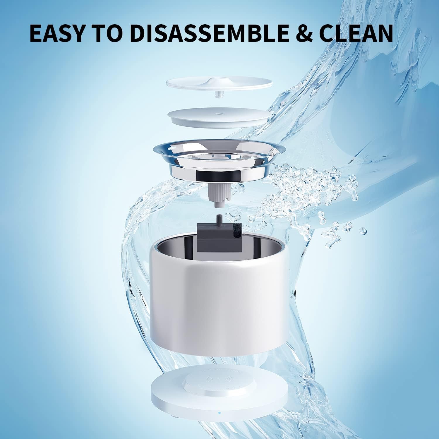 PETKIT Eversweet 3 Pro Cat Water Fountain with Wireless Pump, 1.6L/56Oz Stainless Steel Pet Fountains for Cats Indoor, Automatic Water Dispenser Ultra Quiet, App Monitoring