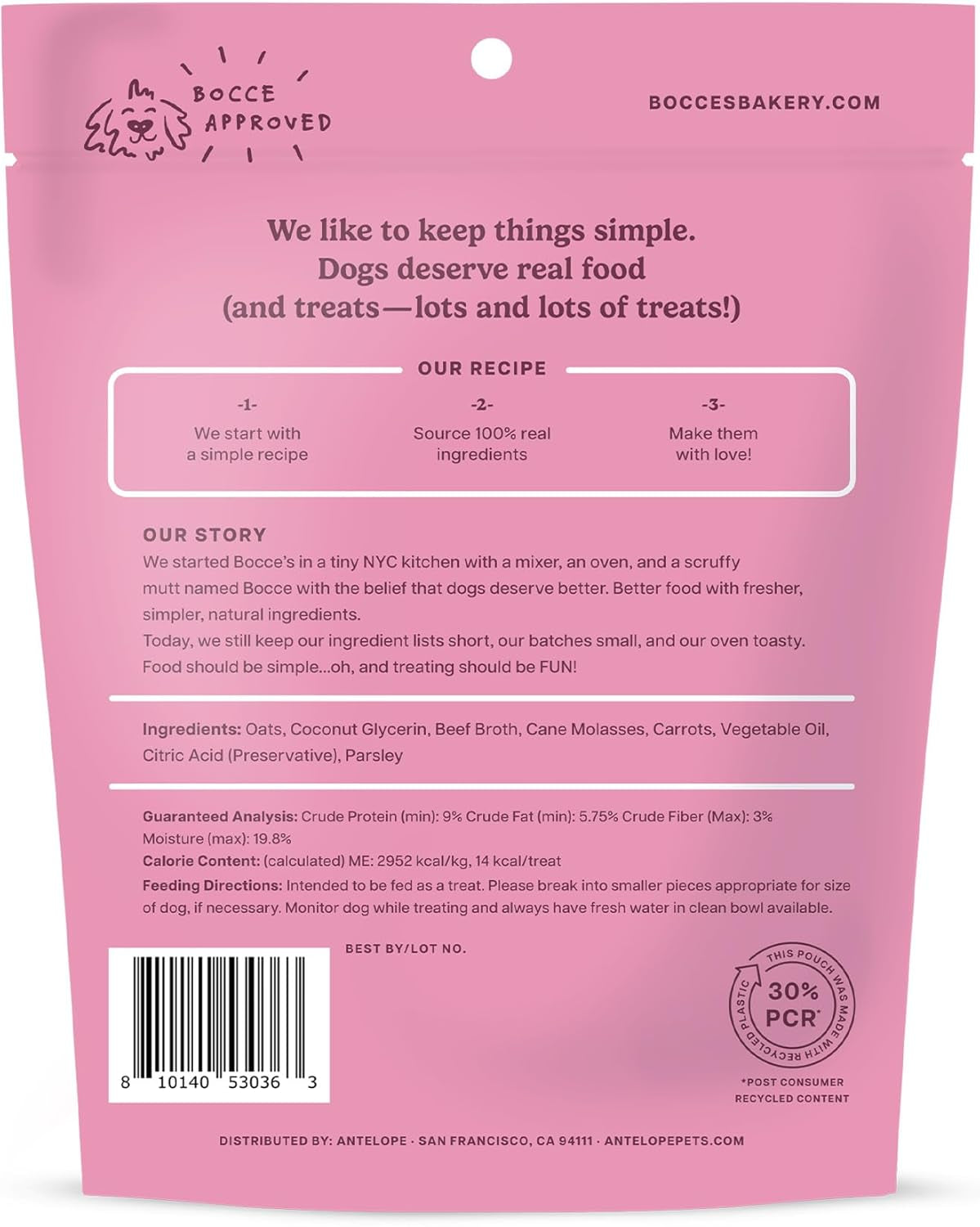 Bocce'S Bakery Bone Broth Wellness Treats for Dogs, Wheat-Free Everyday Dog Treats, Made with Real Ingredients, Baked in the USA, Natural Soft & Chewy Cookies, 6 Oz