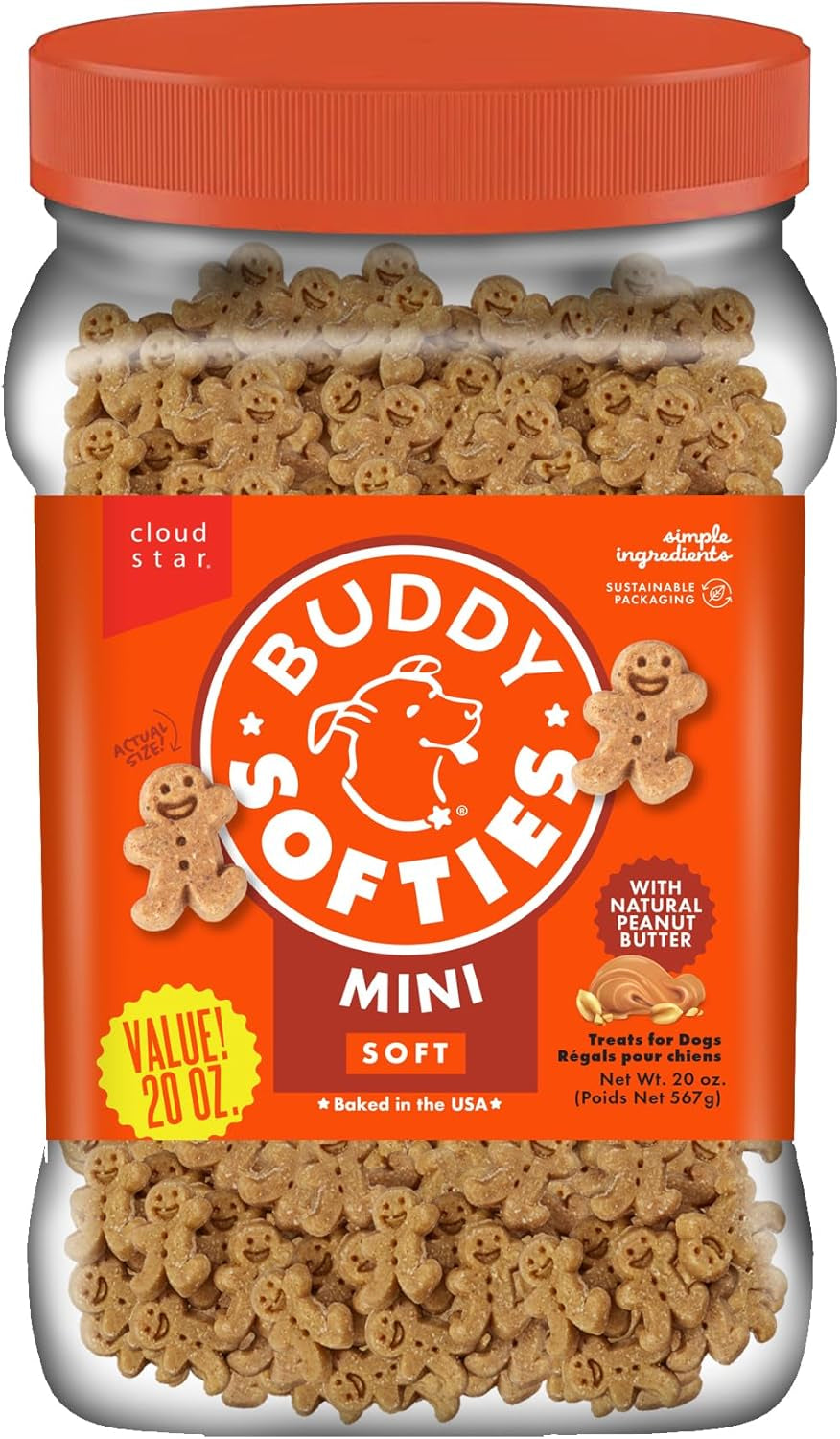 Buddy Softies Soft & Chewy Dog Treats Peanut Butter 20 Oz. Jar