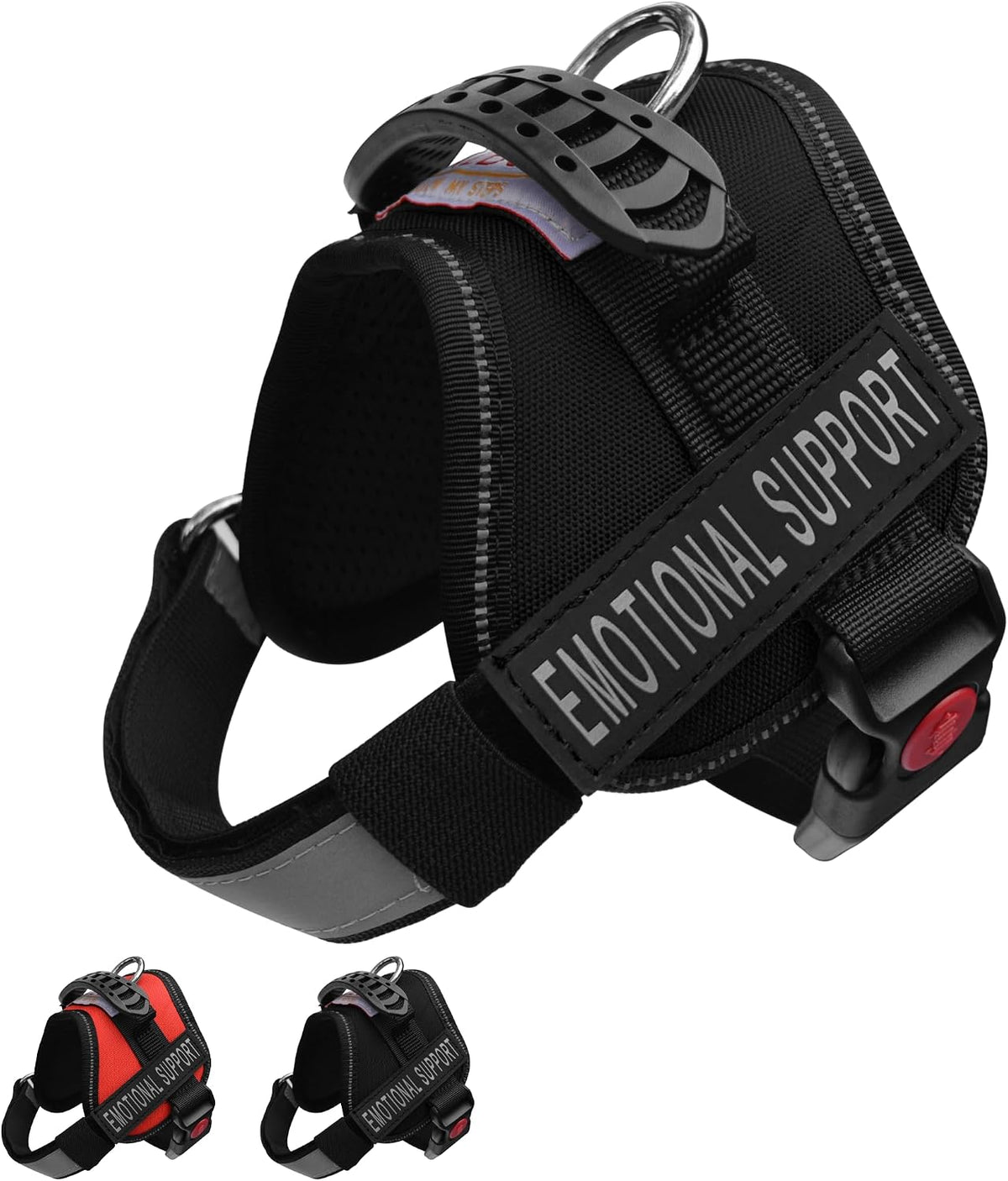 Emotional Support Dog Vest Harness – Sizes XXS to XL – Reflective ESA Vest, Breathable Mesh Padding & 2 Removable Patches. Black, XXS