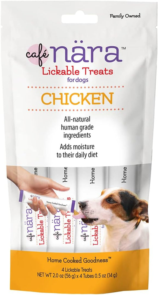 Café Nara - Chicken Lickable Treat for Dogs - Supports Pet Hydration - Wet Dog Food/Meal Topper - Traceable Ingredients - Wheat, Corn & Soy Free - Non-Gmo - 0.5 Oz - 4 Tubes - 1 Pack