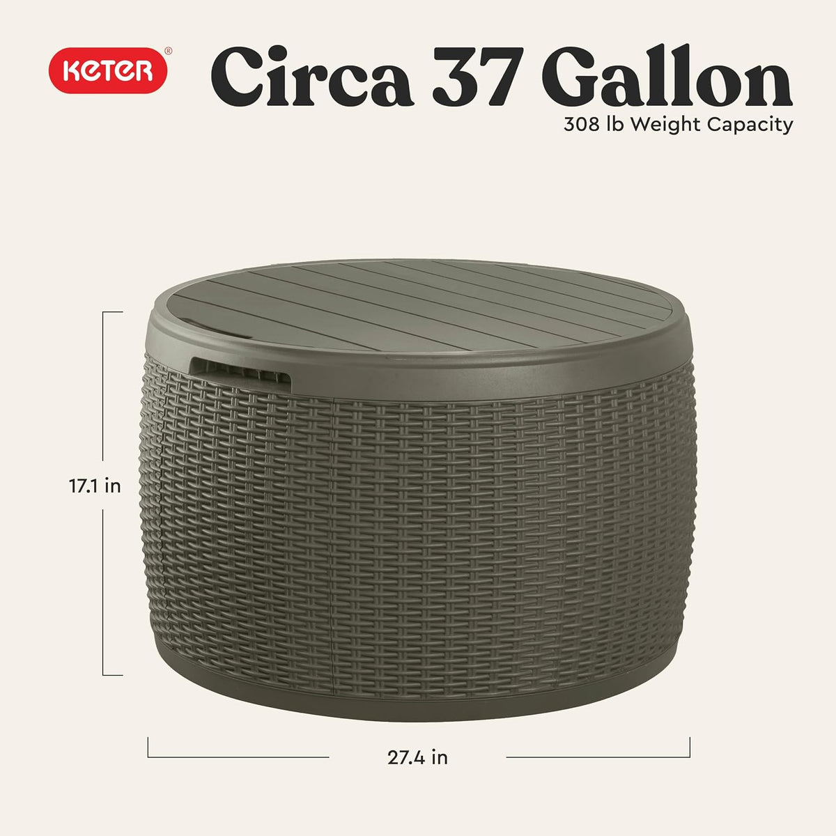 Keter Circa 37 Gallon Resin Deck Box Stool