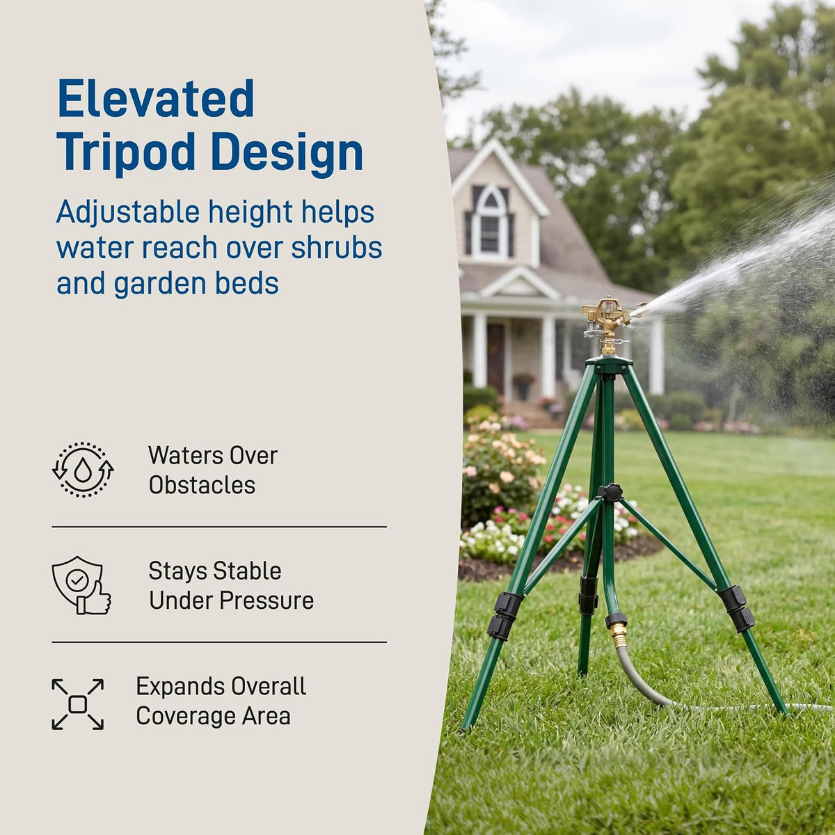 Orbit Tripod Brass Impact Sprinkler, Adjustable Height - 58308