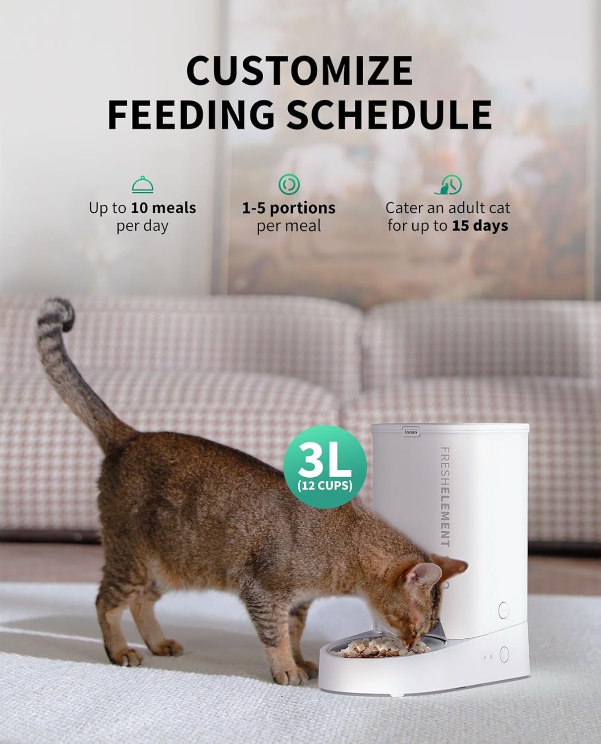 PETKIT Automatic Cat Feeder, 2.4G Wifi Automatic Dog Feeder, App Control Pet Food Dispenser with Triple Fresh-Lock System, up to 10 Meals per Day, Schedule Feeding, Food Shortage Alert, 3L Capacity