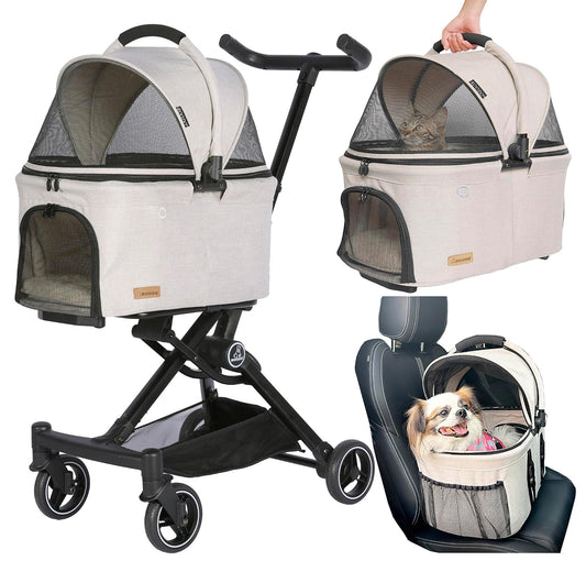 ROODO 2026 Upgraded Version 3 In1 Pet Stroller for Small Dogs & Cats(Khaki)