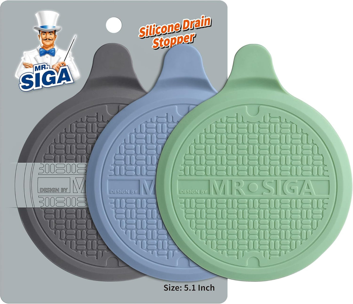 MR.SIGA Silicone Bathtub Stopper, Drain Stopper for Shower, Sink, 3 Pack