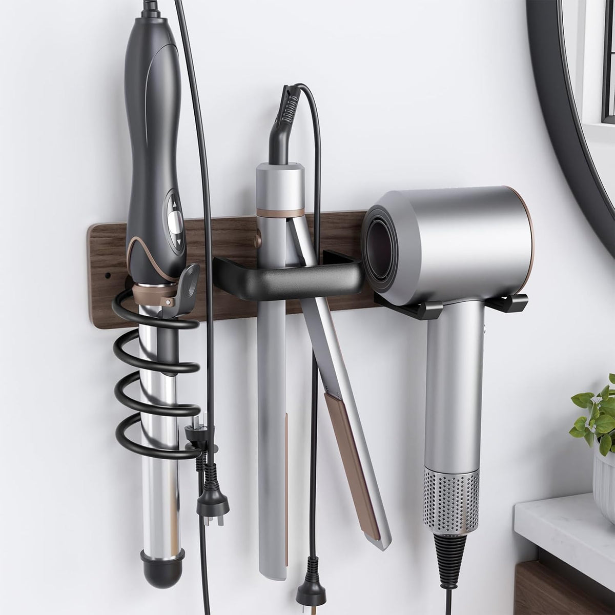 Tindbea Hair Dryer Holder Wall Mount Aluminum Alloy Hot Tools Organizer