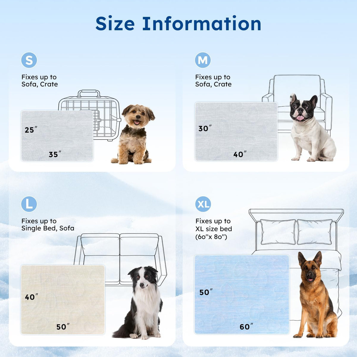 ZOMISIA Cooling Blanket for Extra Large Dogs - Washable Dog Cooling Mat for Hot Weather, Travel Soft Pet Summer Essentials, Grey, 50"X60"