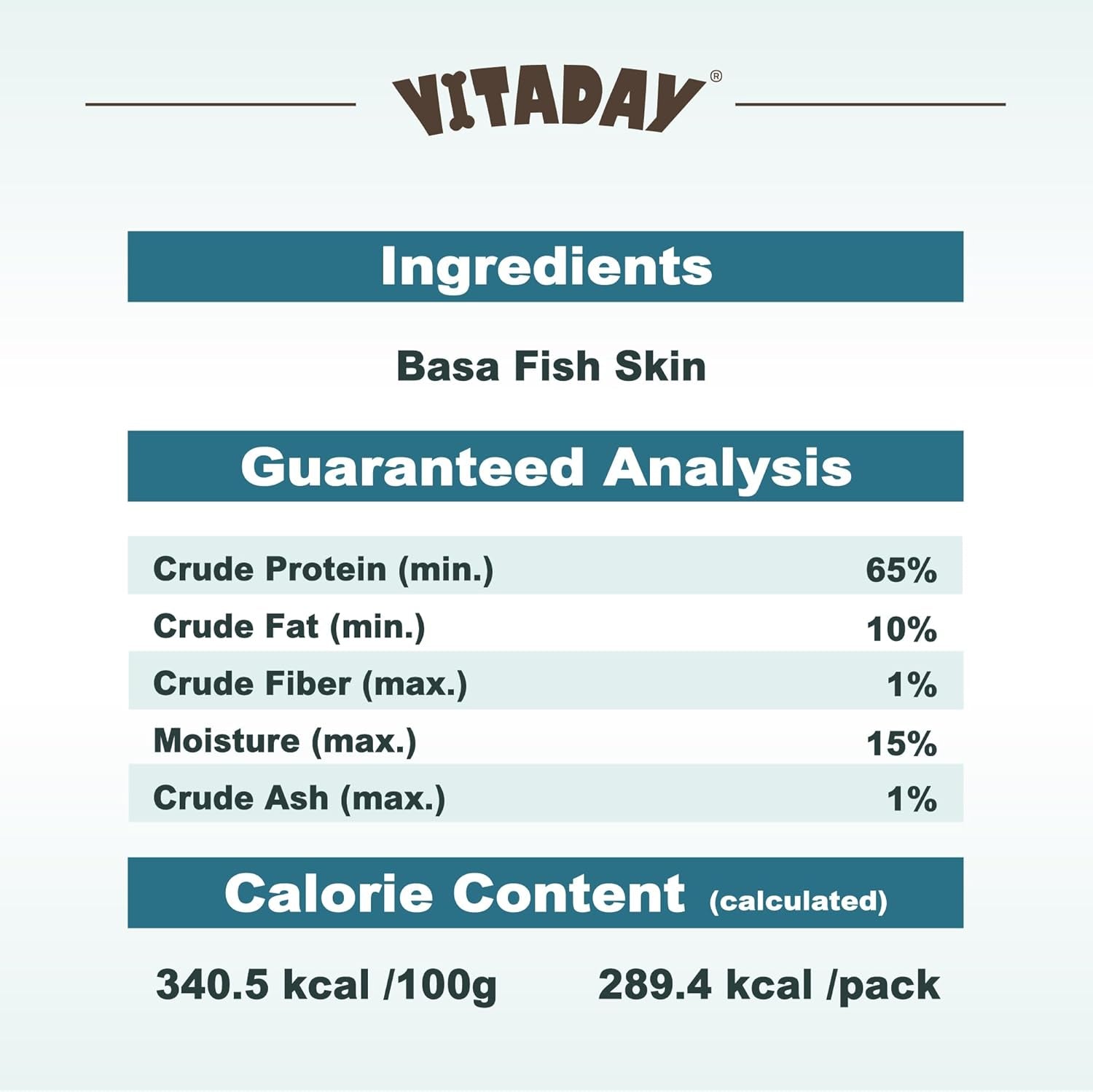 VITADAY Dog Jerky, 100% Fish Skin Dog Treats, Tough Grain-Free Rawhide Alternative, Natural Dog Jerky Treats For, Rich in Collagen & Omega-3, Low Fat, Hypoallergenic, 3 Oz Pack, Bones (S)