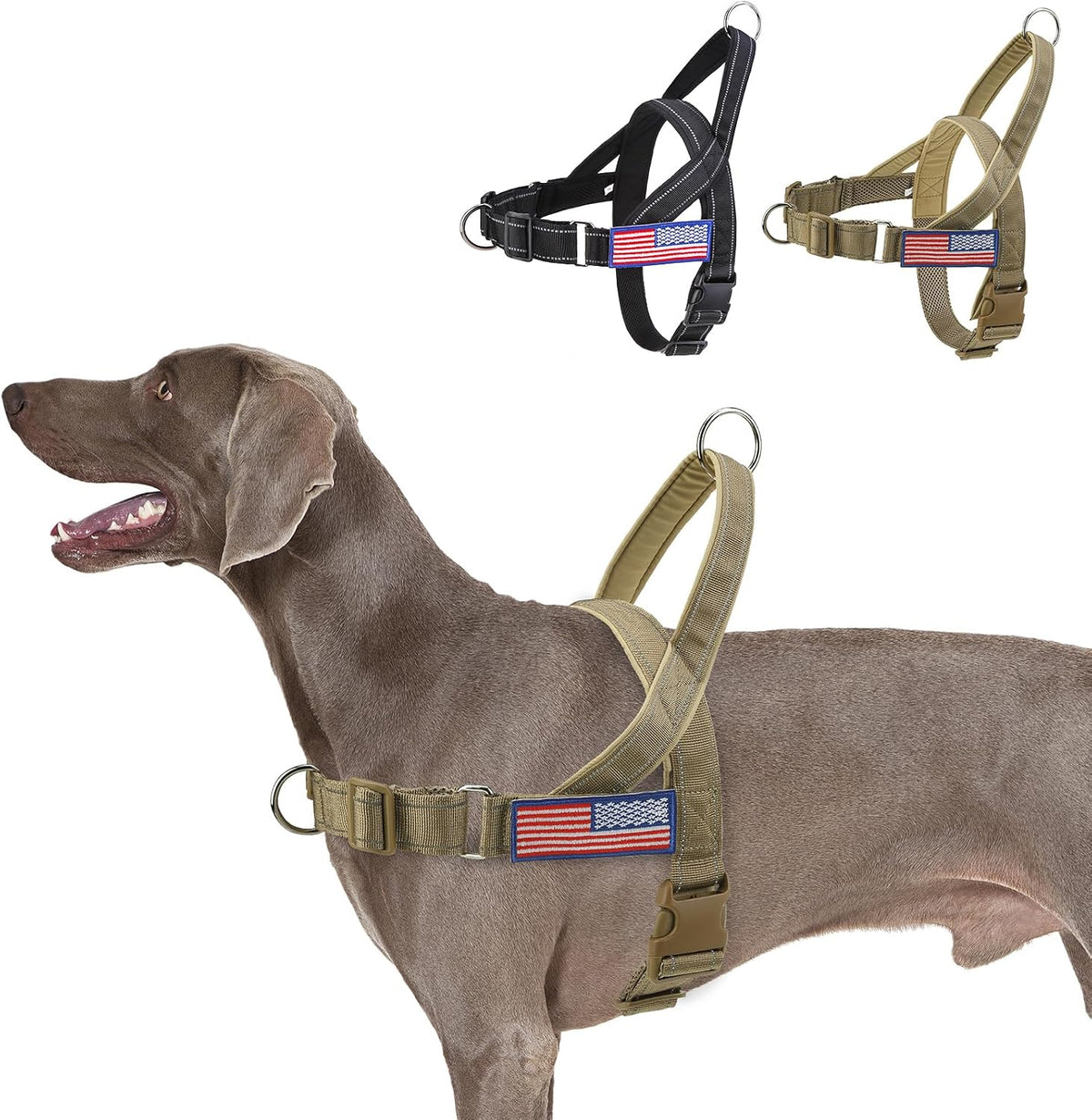 BINGPET No Pull Dog Harness for Medium Sized Dogs | Escape-Proof & No-Choke | Soft Padded Vest with Handle & Reflective Front Clip | Quick-Fit for Training, Hiking & Daily Walks | Black, M