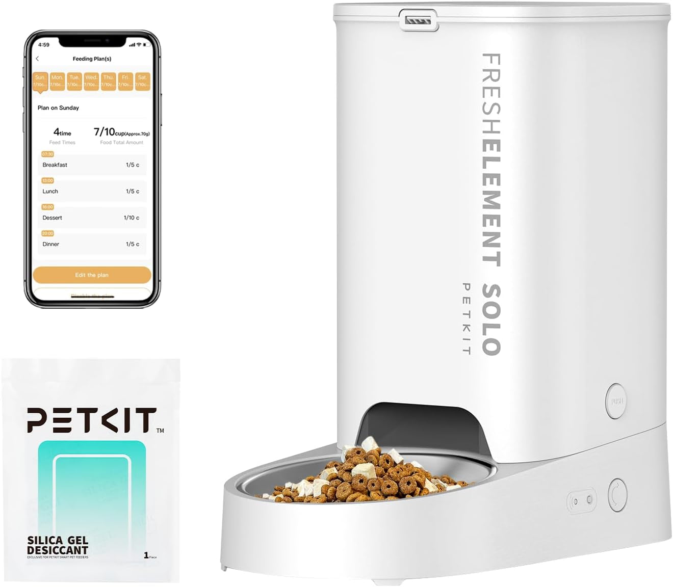 PETKIT Automatic Cat Feeder, 2.4G Wifi Automatic Dog Feeder, App Control Pet Food Dispenser with Triple Fresh-Lock System, up to 10 Meals per Day, Schedule Feeding, Food Shortage Alert, 3L Capacity