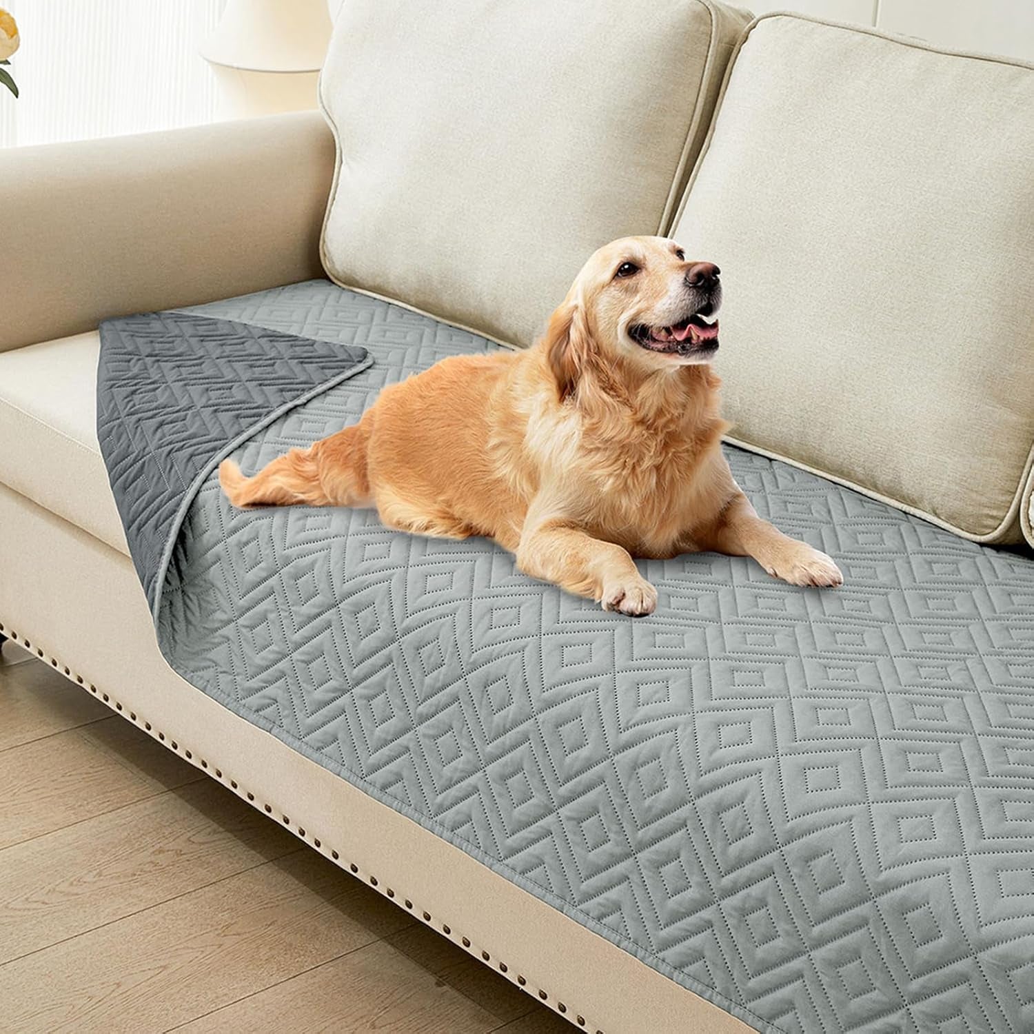 Hyha Waterproof Dog Blanket, Soft Pet Bed Blankets, Waterproof Sofa Couch Cover for Dogs Washable, Reversible Pet Couch Covers for Sofa Furniture (30X70 Inch, Grey/Dark Grey)