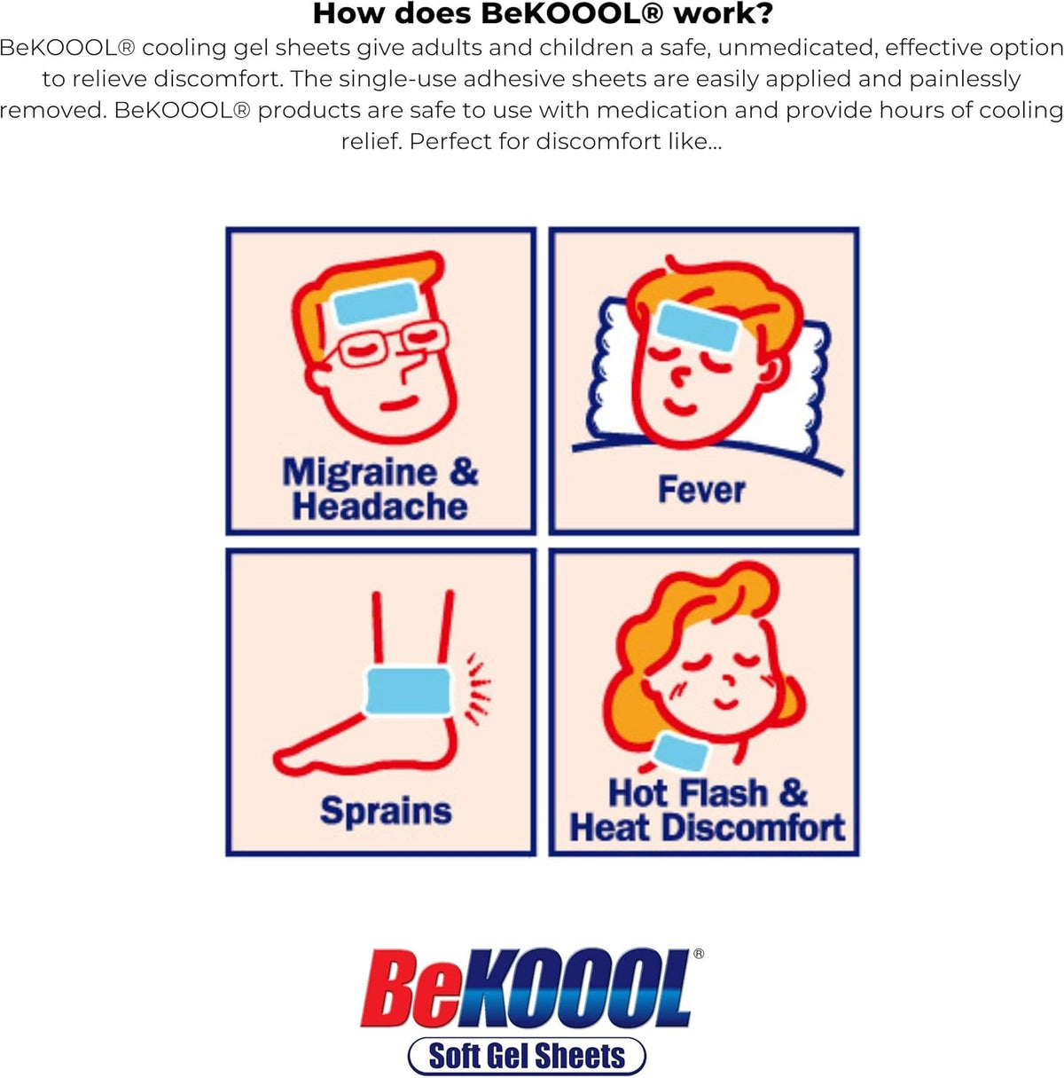 Bekoool Migraine Gel Sheets - 4 Count (Pack of 4)