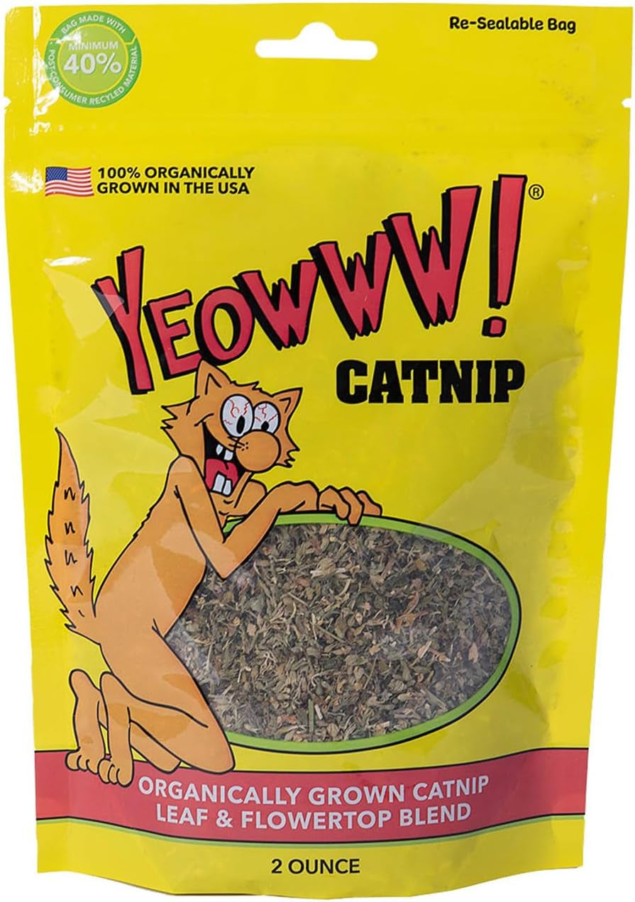 Yeowww! Organically Grown Catnip for Cats - 2Oz Pouch - Premium Leaves & Flower Tops - No Fillers - Chemical-Free - Grown in the USA