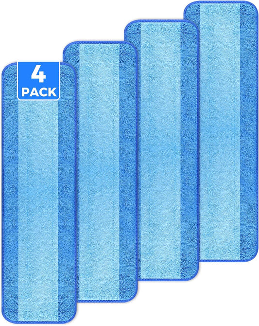 4-Pack 18 Inch Microfiber Mop Pads Compatible with Bona, Washable Reusable