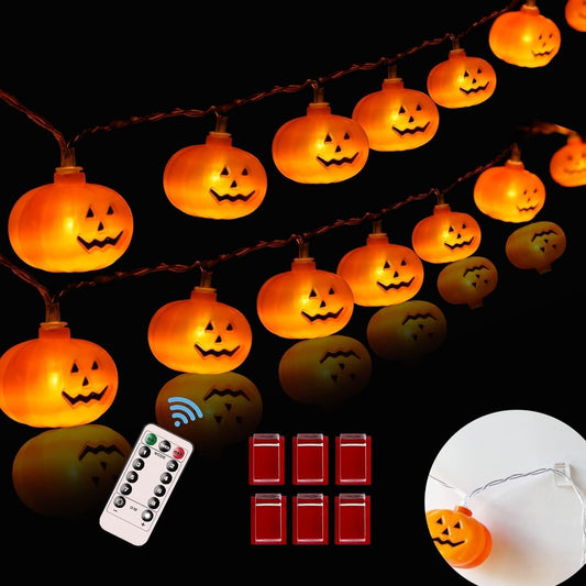 Halloween Pumpkin String Lights,20Ft 40 LED, Remote Control,8 Modes