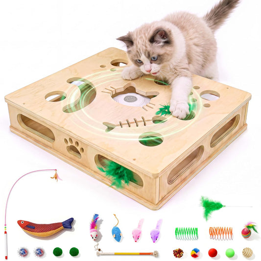20 Pcs Interactive Cat Toys with Moving Feather, Cat Puzzle Toy, Kitten Toy