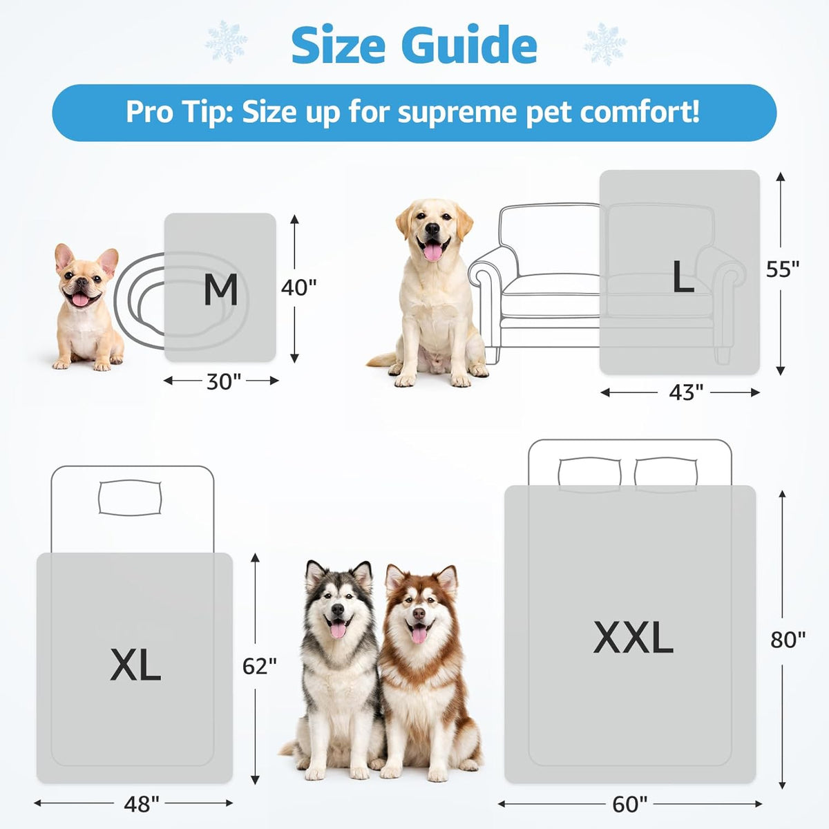 Dog Cooling Blanket, 0.4 Q-MAX Cooling Blanket for Large Dogs Washable, Cool to Touch Dog Blankets for Bed Cover, Soft Lightweight Cooling Dog Blanket Help Your Pet Sleep Well in Summer (43"×55"/Grey)