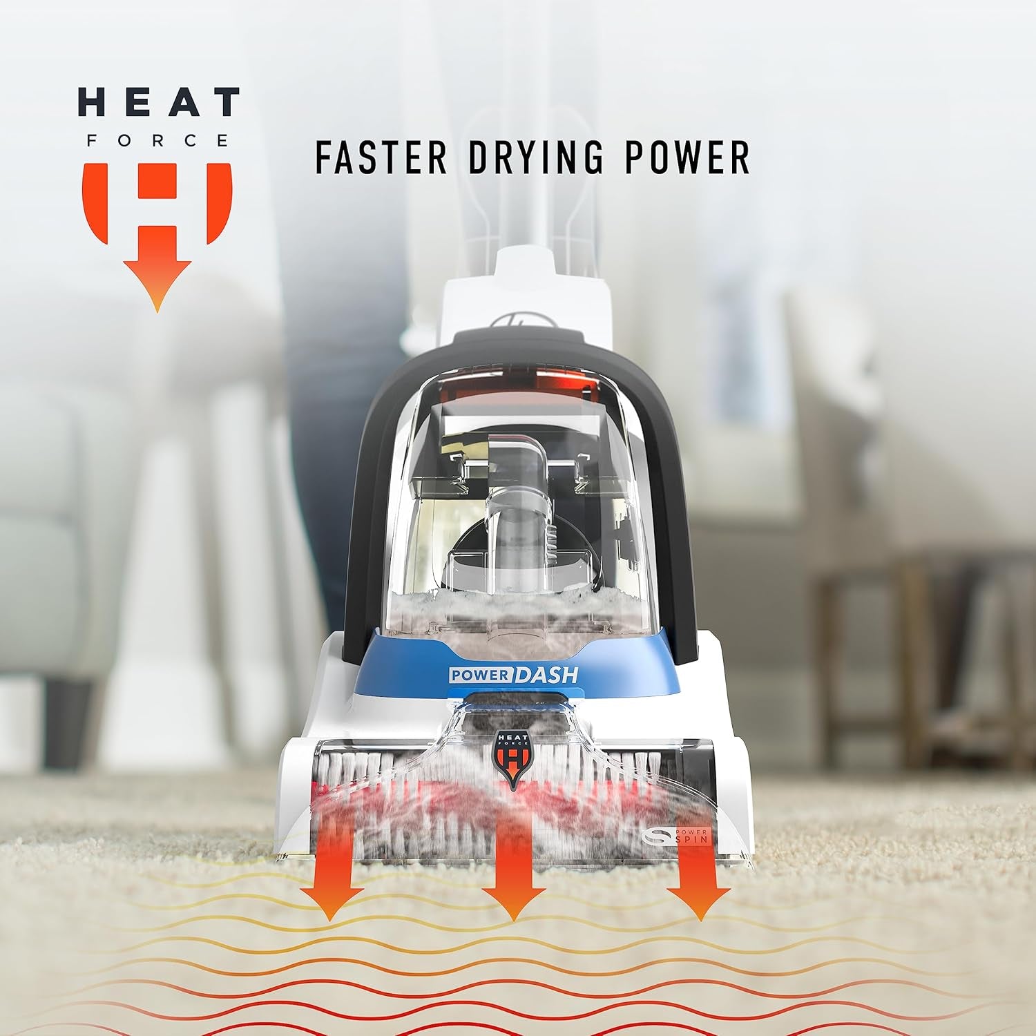 Hoover Powerdash Pet Compact Carpet Cleaner Machine, Lightweight Design, Heatforce Fast Drying, Antimicrobial Brush Roll, Pair with a Hoover Carpet Cleaner Solution