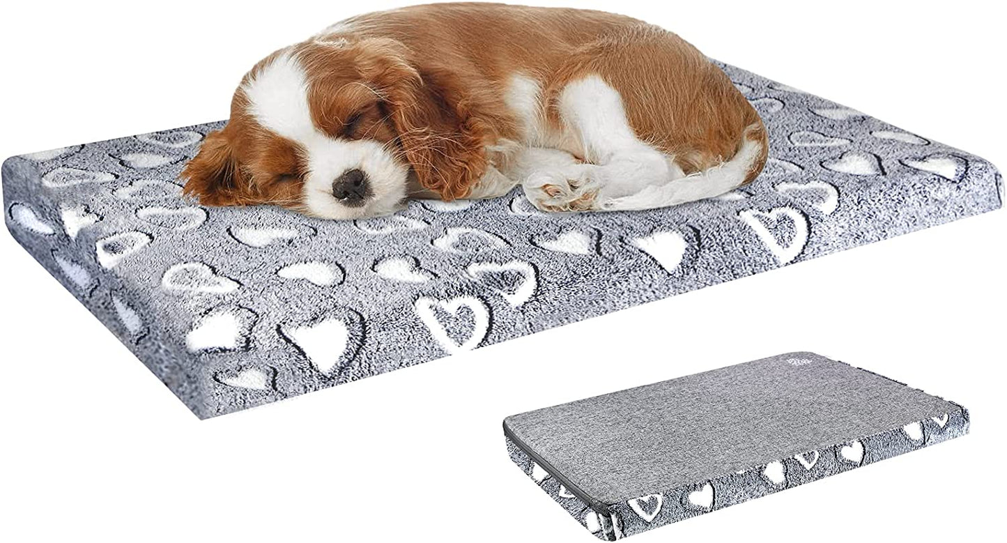 VANKEAN Reversible Cool and Warm Dog Bed Mat for Crates - Stylish Pad with Waterproof Inner Linings and Removable Machine Washable Cover, Firm Support for Small to Xx-Large Dogs, Grey