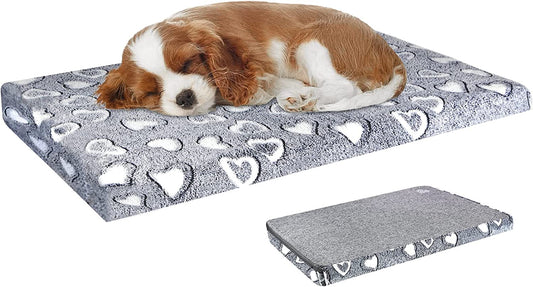 VANKEAN Reversible Cool and Warm Dog Bed Mat for Crates - Stylish Pad with Waterproof Inner Linings and Removable Machine Washable Cover, Firm Support for Small to Xx-Large Dogs, Grey