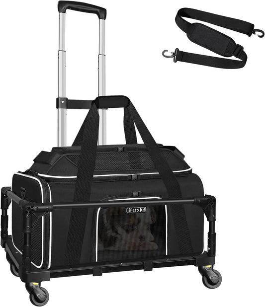 Top-Expandable Small Pet Carrier with Wheels Airline Approved