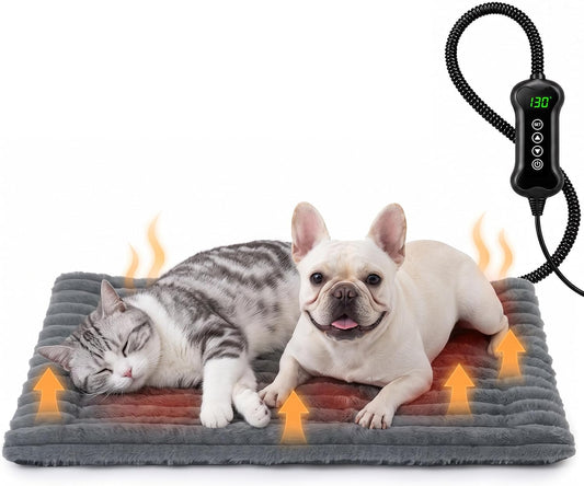 Heated Cat Bed for Cats Dogs - Waterproof Pet Heating Pad Medium, 28" X 20"