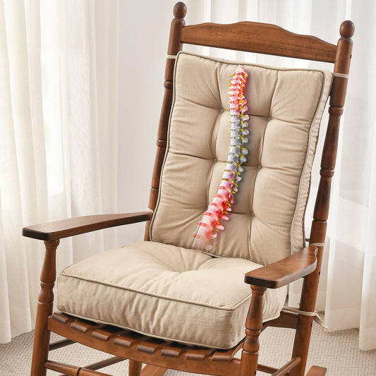SUNROX Memory Foam Non Slip Rocking Chair Cushion, Fadeshield Water Resistant Thicken Durable Tufted Pads, Set of Seat & Back Cushion with Ties for Indoor/Outdoor Rocker, 2 Piece, Husk Birch