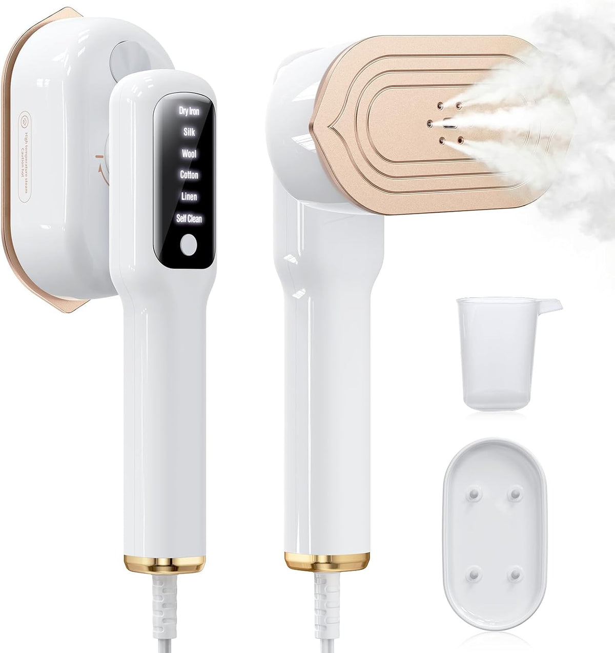 2026 Travel Steamer for Clothes, 2-In-1 Portable Steamer for Clothes, Handheld Garment Steamer and Iron, 1200W with LED Display, 15S Heat-Up, Ceramic Soleplate, Self-Cleaning, 120V