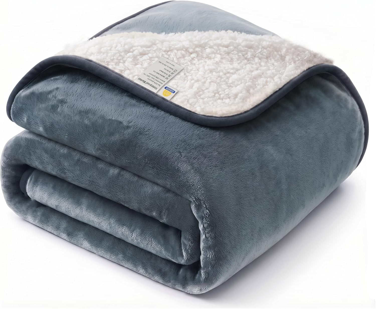 Sunheir Waterproof Blanket for Bed, Reversible Sherpa Fleece Dog Pet Blanket, Leakproof Spill-Proof Puppy Blankets for Small Dogs, Couch, Furniture Protector, Travel, Camping, 25"X35", Grey