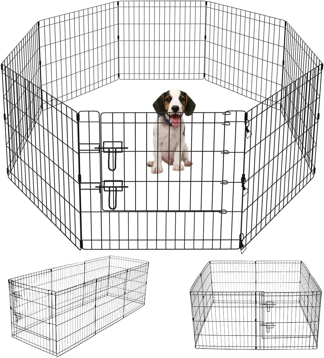 Artmeer Dog Playpen 24" H, 8-Panel Rustproof Foldable Pet Fence with Door