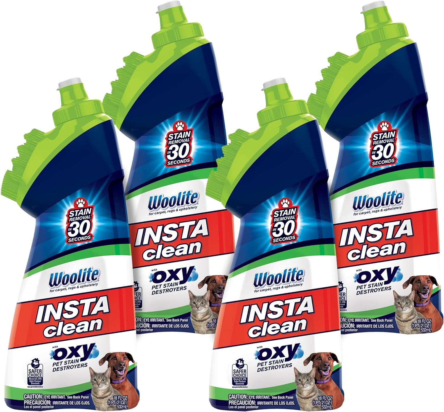 Bissell Instaclean Oxy Pet Spot and Stain Remover with Brush Head, 4 Pack, 17409