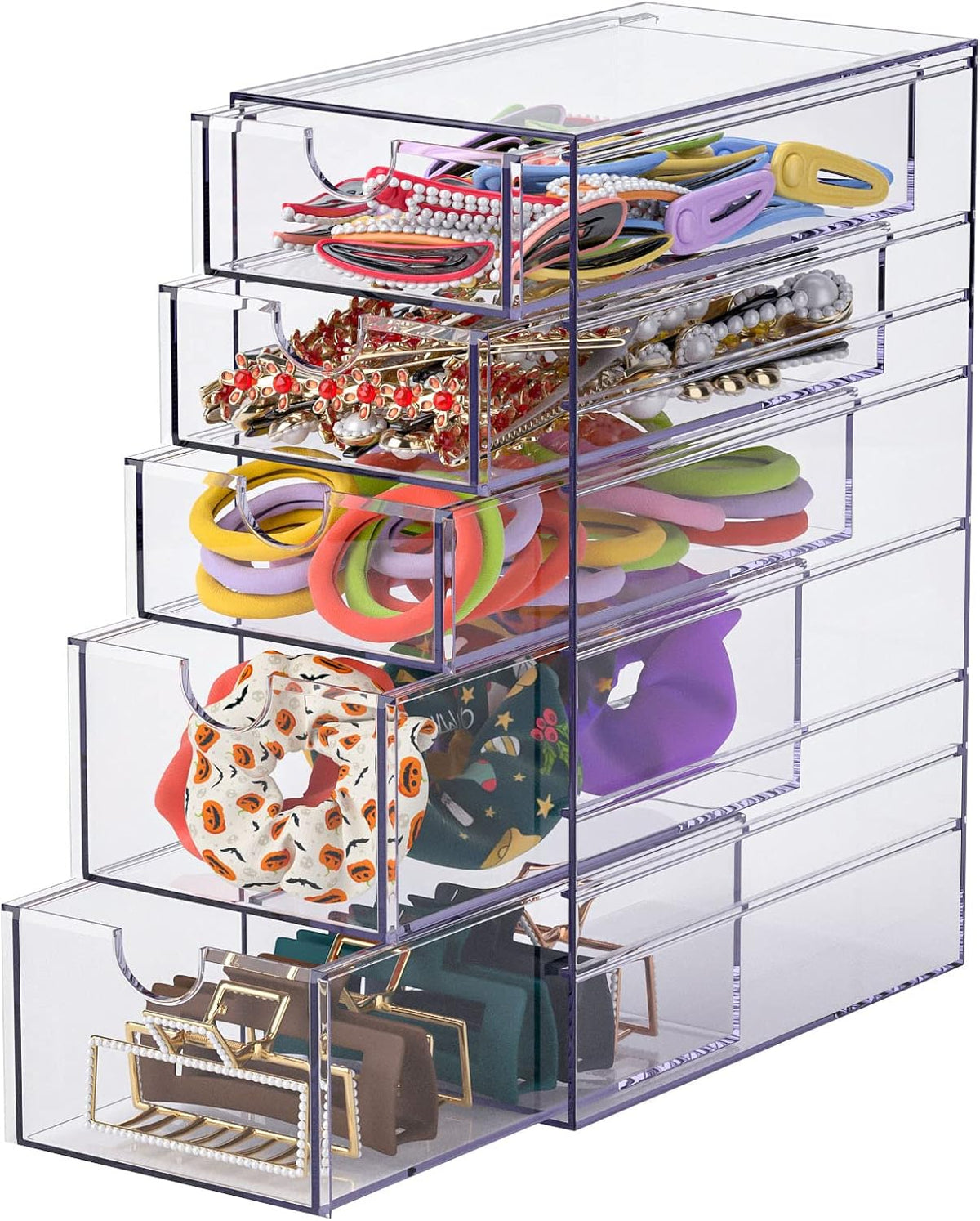 Noverlife Clear Containers for Hair Accessory Organizing 5 Pull-Out Drawers