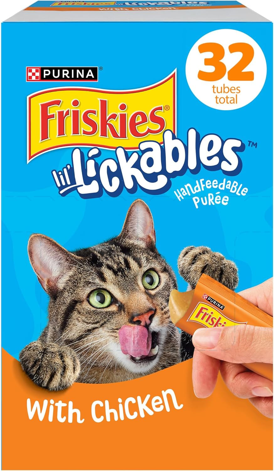 Purina Friskies Lil’ Lickables with Chicken Lickable Cat Treats - 16 Oz (Pack of 32)
