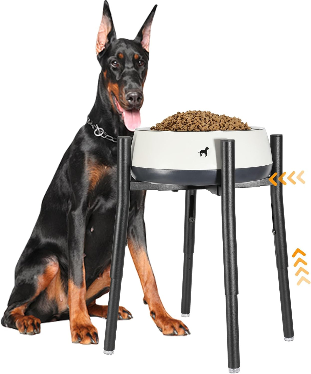 PROERR Raised Single Dog Bowl Stand for Medium Large,Adjustable 12-16" Tall