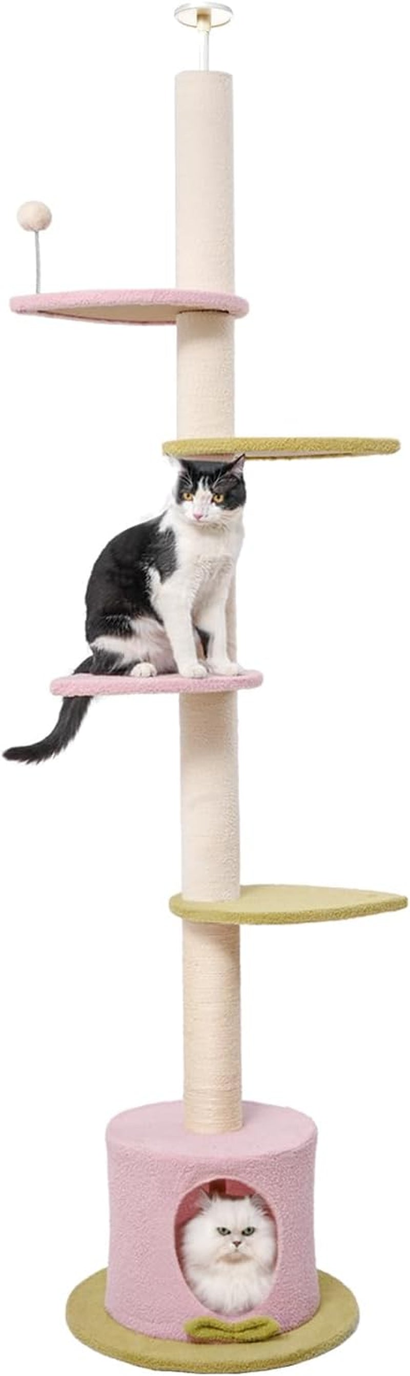 Max & Marlow 95-108" Floor to Ceiling Adjustable Cat Tree, Pink