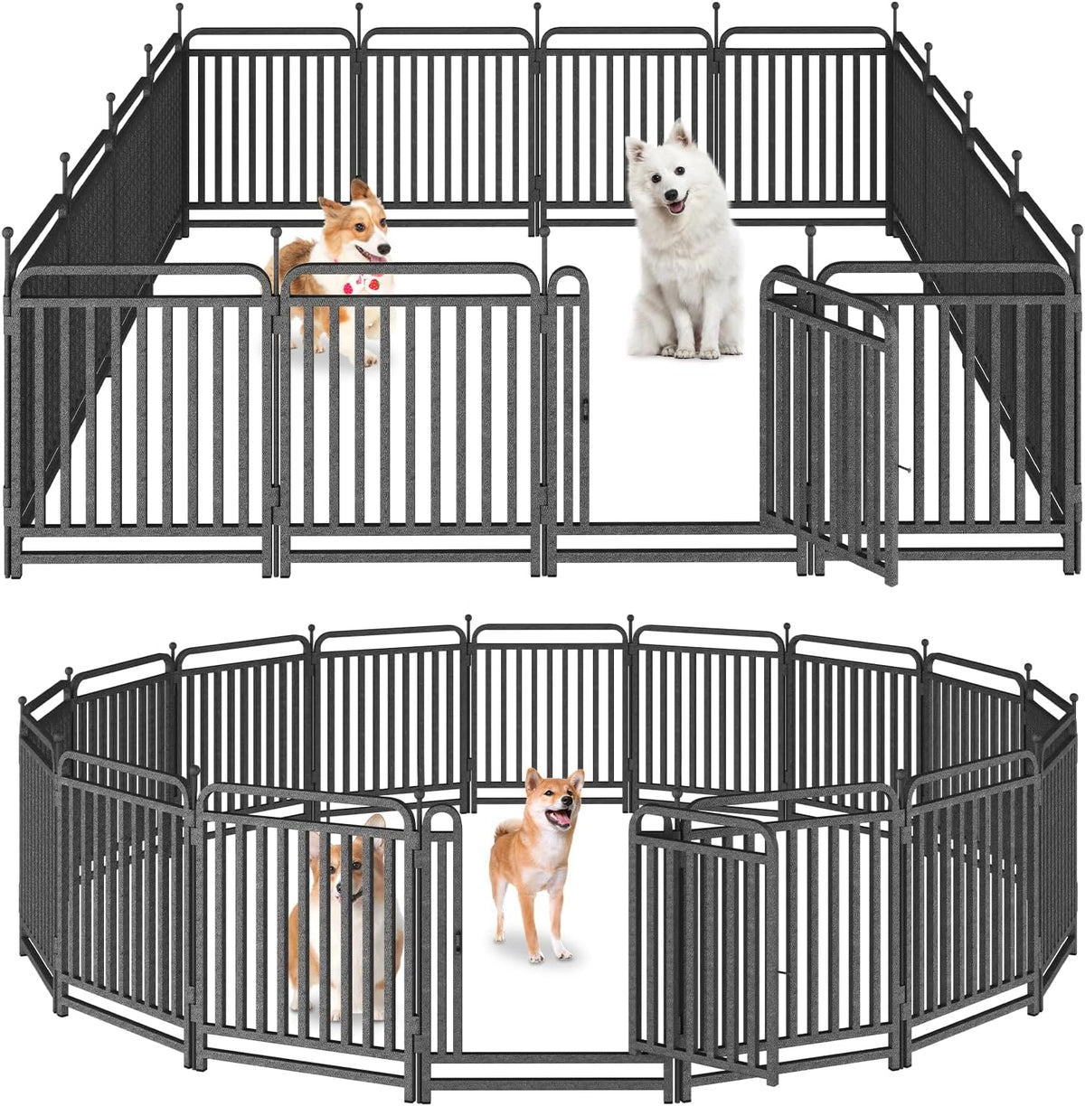 Thickened Dog Playpen Foldable Metal Yard Fence32/40Inch Compact Portable Animal Barrier Fence for Indoor Outdoor (Silver, 32''H, 16 Panels-36.8Ft(L)-Includes 2 Gates)