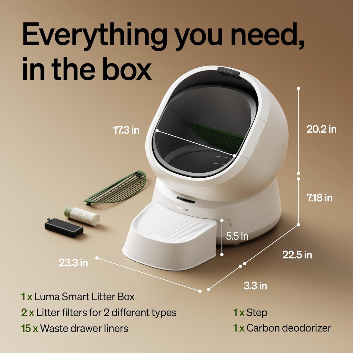 PETLIBRO Automatic Litter Box with Ai-Camera Waste Analysis, Auto Odor-Control Self Cleaning Litter Box, Large Open-Top Luma Smart Litterbox with Multi-Cats Recognition, Usage Tracking, Safety Sensors